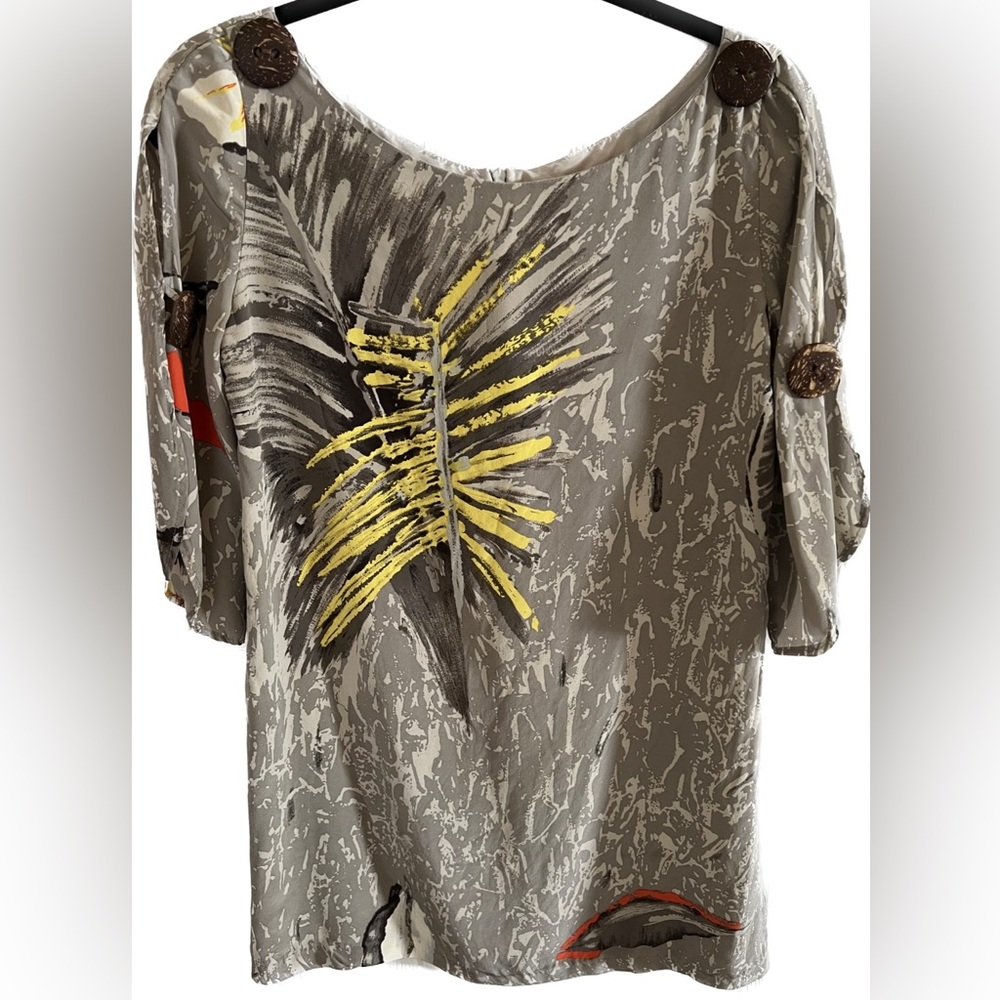 Miss Davenporte Soft Silk Tunic Casual Dress-Size 4-Abstract Floral Design